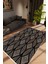 Salon Halısı Modern Geometrik Siyah Krem Kaydırmaz Kesme Yıkanabilir Ince Halı Tüysüz Kilim 1