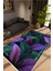 Salon Halısı Figürlü Çiçekli Yaprak Desen Yeşil Mor Kaydırmaz Yıkanabilir Ince Halı Tüysüz Kilim 1