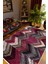 Salon Halısı Kilim Otantik Eskitme Zikzak Pembe Kaydırmaz Yıkanabilir Ince Halı Tüysüz Kilim 1