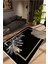 Salon Halısı Çiçekli Gümüş Siyah Anstrasit Kaydırmaz Yıkanabilir Ince Halı Tüysüz Kilim 1