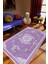 Salon Halısı Figürlü Çiçekli Mor Kaydırmaz Kesme Yıkanabilir Ince Halı Tüysüz Kilim 1