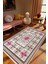 Salon Halısı Çiçekli Pembe Ekru Kahverengi Kaydırmaz Yıkanabilir Ince Halı Tüysüz Kilim 1