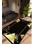 Salon Halısı Modern Geometrik Altın Siyah Kaydırmaz Kesme Yıkanabilir Ince Halı Tüysüz Kilim 1