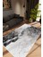 Salon Halısı Eskitme Geometrik Gri Siyah Kaydırmaz Kesme Yıkanabilir Ince Halı Tüysüz Kilim 1