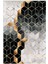 Salon Halısı Modern Geometrik Altın Gri Siyah Kaydırmaz Kesme Yıkanabilir Ince Halı Tüysüz Kilim 2