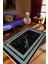 Salon Halısı Eskitme Modern Çerçeve Mermer Siyah Gri Kaydırmaz Yıkanabilir Ince Halı Tüysüz Kilim 1
