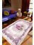Salon Halısı Figürlü Çiçekli Gül Temalı Mor Kaydırmaz Kesme Yıkanabilir Ince Halı Tüysüz Kilim 1