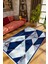 Salon Halısı Modern Geometrik Mermer Lacivert Gri Mavi Kaydırmaz Yıkanabilir Ince Halı Tüysüz Kilim 1