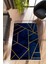 Modern Geometrik Lacivert Dijital Baskı Halı Kaydırmaz Ince Yıkanabilir 1