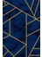 Modern Geometrik Lacivert Dijital Baskı Halı Kaydırmaz Ince Yıkanabilir 2