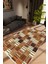 Salon Halısı Modern Patchwork Kahverengi Ekru Kaydırmaz Kesme Yıkanabilir Ince Halı Tüysüz Kilim 1