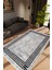 Salon Halısı Modern Çizgili Gri Siyah Kaydırmaz Kesme Yıkanabilir Ince Halı Tüysüz Kilim 1