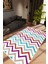 Modern Zig Zag Mavi Turkuaz Krem Bordo Kaydırmaz Kesme Yıkanabilir Ince Halı 1
