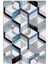 Salon Halısı Modern Geometrik Mavi Gri Siyah Kaydırmaz Kesme Yıkanabilir Ince Halı Tüysüz Kilim 2