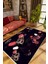 Salon Halısı Figürlü Çiçekli Siyah Pembe Kaydırmaz Kesme Yıkanabilir Ince Halı Tüysüz Kilim 1
