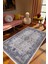 Salon Halısı Klasik Eskitme Gri Indigo Kaydırmaz Kesme Yıkanabilir Ince Halı Tüysüz Kilim 1