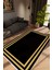 Salon Halısı Modern Çizgili Kahverengi Siyah Gold Kaydırmaz Kesme Yıkanabilir Ince Halı Tüysüz Kilim 1
