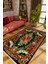 Salon Halısı Çiçekli Siyah Turuncu Kırmızı Kaydırmaz Yıkanabilir Ince Halı Tüysüz Kilim 1