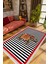 Salon Halısı Çizgili Fil Bordo Siyah Beyaz Kırmızı Kaydırmaz Yıkanabilir Ince Halı Tüysüz Kilim 1