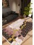 Salon Halısı Modern Geometrik Altın Ekru Mor Kaydırmaz Kesme Yıkanabilir Ince Halı Tüysüz Kilim 1
