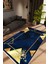Salon Halısı Modern Geometrik Altın Lacivert Sarı Kaydırmaz Kesme Yıkanabilir Ince Halı Tüysüz Kilim 1