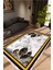 Salon Halısı Çiçekli Gri Beyaz Siyah Altın Kaydırmaz Yıkanabilir Ince Halı Tüysüz Kilim 1