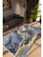Salon Halısı Taş Mermer Modern Gri Mavi Kaydırmaz Kesme Yıkanabilir Ince Halı Tüysüz Kilim 1