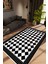 Salon Halısı Modern Geometrik Siyah Beyaz Kaydırmaz Kesme Yıkanabilir Ince Halı Tüysüz Kilim 1