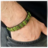 Seven Art Jewelry Yeşim Taşı( Jade- Nefrit) ve Hematit Taşı Bileklik / Doğal Taş Bileklik / El Yapımı Bileklik
