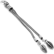 Ergenekon Aksesuar Yaprak Tasarım 2li Kamçı 925 Ayar Gümüş Püskül