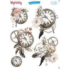 My Hobby St 339 Antik Saat Desenli Sulu Transfer 25X35