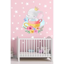 Msticker Sevimli Fil ve Yıldızlar Çocuk Odası Sticker