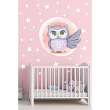 Msticker Sevimli Baykuş ve Yıldızlar Çocuk Odası Sticker