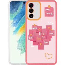 Case 4U Samsung Galaxy S21 FE Uyumlu Kılıf M-Fit Aşk Hikayesi Post-it Desenli Kapak Love Story NO2 Renkli