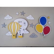 Dora Home Dekoratif Set Balon Yağmuru Model Ahşap Gece Lambası Ledli