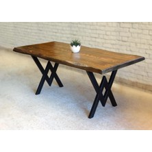 Entema Doğal Ağaç Masif Kütük Masa 75 x 145CM ( Metal Ayak )
