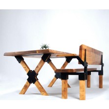 Entema Doğal Ağaç Masif Kütük Masa ( Ağaç Ayak ) 75CM x 165CM + 1 Bank Bench