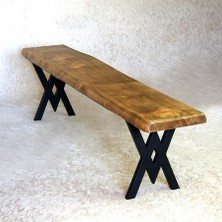 Entema Doğal Ağaç Masif Bank Bench 110 Cm( Metal Ayak )