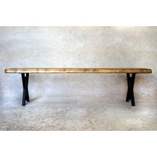 Entema Doğal Ağaç Masif Bank Bench 150 Cm( Metal Ayak )