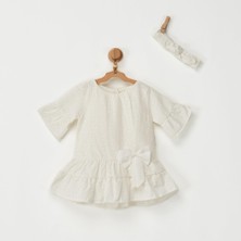 Andywawa AC22581 Stylısh Girl Bebek Elbise Set Ekru