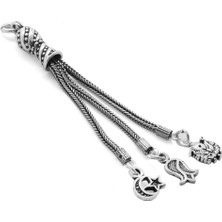 Tesbihname Ayyıldız-Arma-Lale Tasarım 3lü Kamçı 925 Ayar Gümüş Püskül