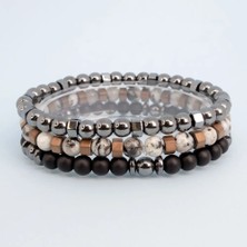 Padore Accessory 3 Adet Hematit, Jade ve Onix Doğal Taş Bileklik