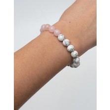 Padore Accessory Kadın Jade Pembe ve Beyaz Renk Doğal Taş Bileklik Şifa Taşı