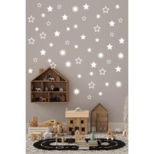 Lizpo Decor Yıldız Yağmuru Duvar Sticker, Bebek ve Çocuk Odası Dekoratif Duvar Çıkartması, 3-4-5 cm Beyaz