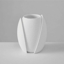 Berlin Shop Özel Tasarım 2'li Kesikli Saksı Mumluk Vazo Obje Beyaz Renk