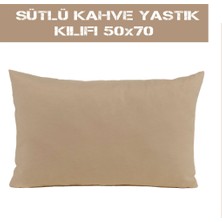 Hediye Nest Sütlü Kahve 2'li Yastık Kılıfı Beyaz Fermuarlı 50X70 cm