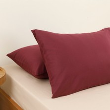 Hediye Nest Bordo 2'li Yastık Kılıfı Siyah Fermuarlı 50 x 70 cm