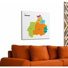 Dünyatablo Aksaray  Ili ve Ilçeler Haritası  Dekoratif Kanvas Tablo 1260