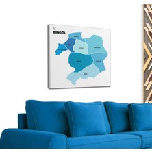 Dünyatablo Bingöl Ili ve Ilçeler Haritası  Dekoratif Kanvas Tablo 1296