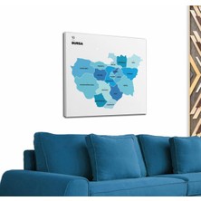 Dünyatablo Bursa  Ili ve Ilçeler Haritası  Dekoratif Kanvas Tablo 1308